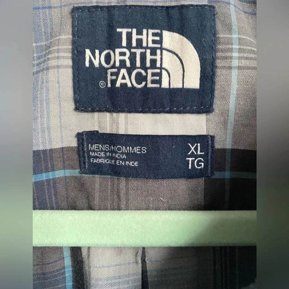 Men’s The North Face Plaid Short Sleeve Hammetts Button Down Blue Gray Size XL